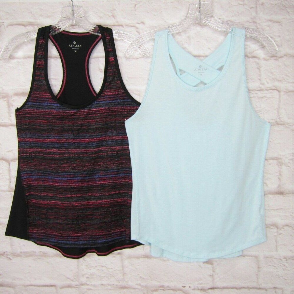 ATHLETA Lot of 2 Tank Tops Retreat Print Chi Tank and Yogini Tank size M